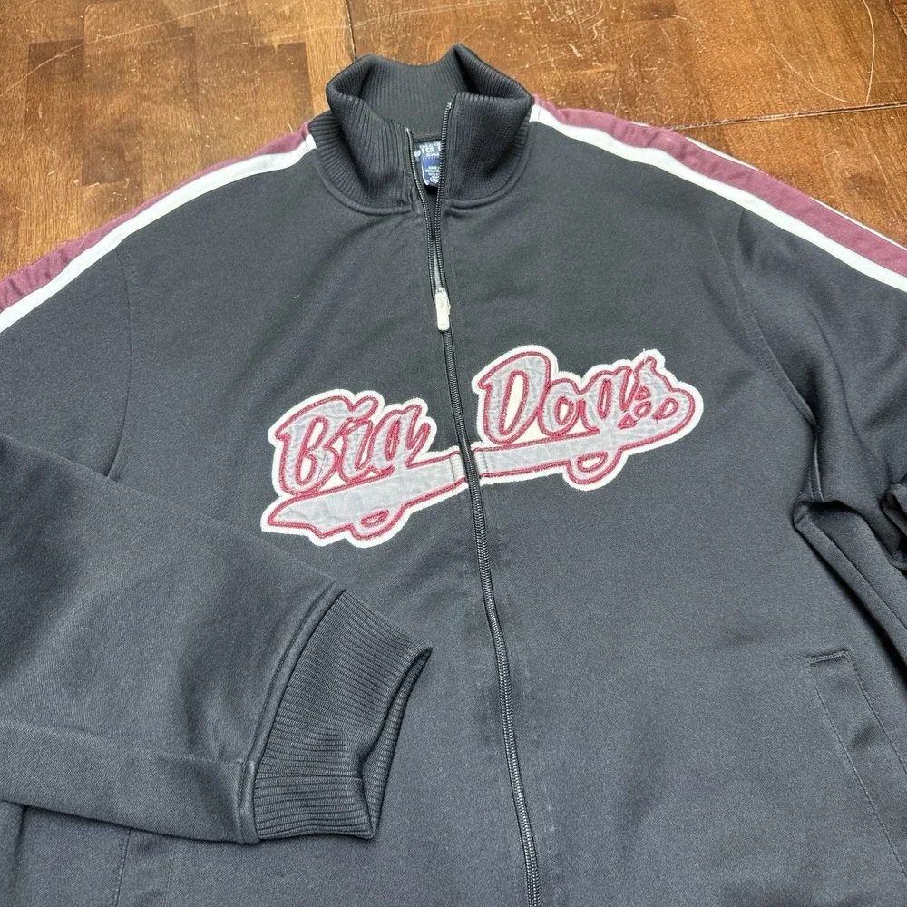 Big Dogs Jacket‎ Mens Medium Track Jacket Varsity Y2K Bomber Fleece Lined Black
